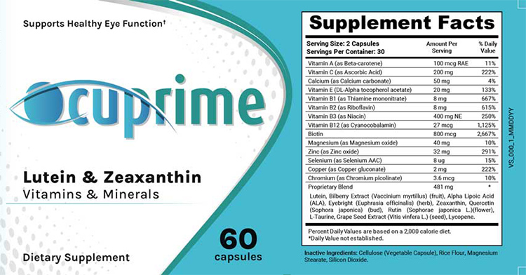 Ocuprime Supplement Facts